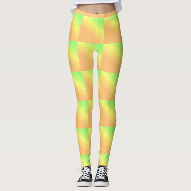 Leggings Art africain motif, vert jaune clair orange (Devant)