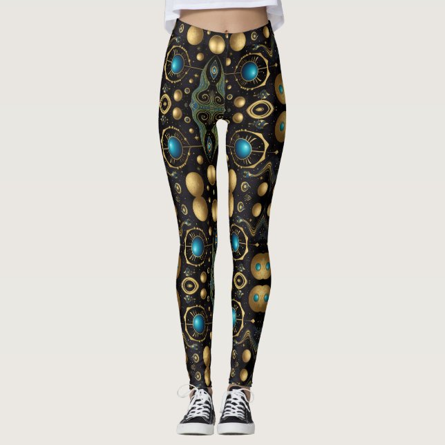 Leggings Art aztèque, dynamique, reflétant la culture (Devant)