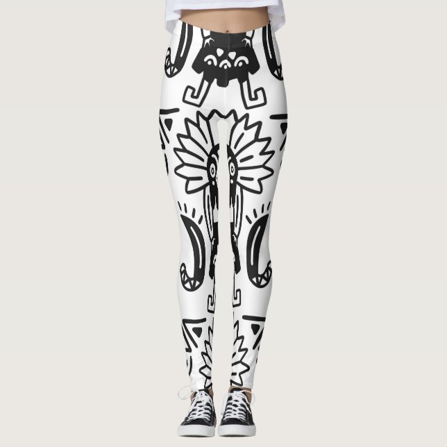 Leggings Art aztèque - Motif lézard (Devant)