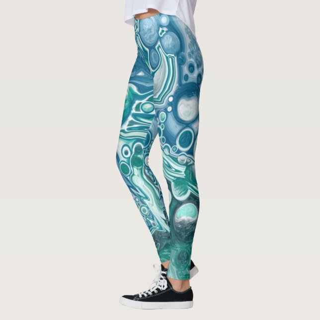 Leggings Art bleu et fluide turquoise (Gauche)