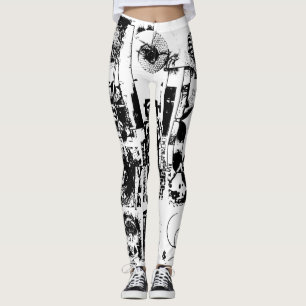 Leggings ART COLLAGE noir & blanc + vos idées