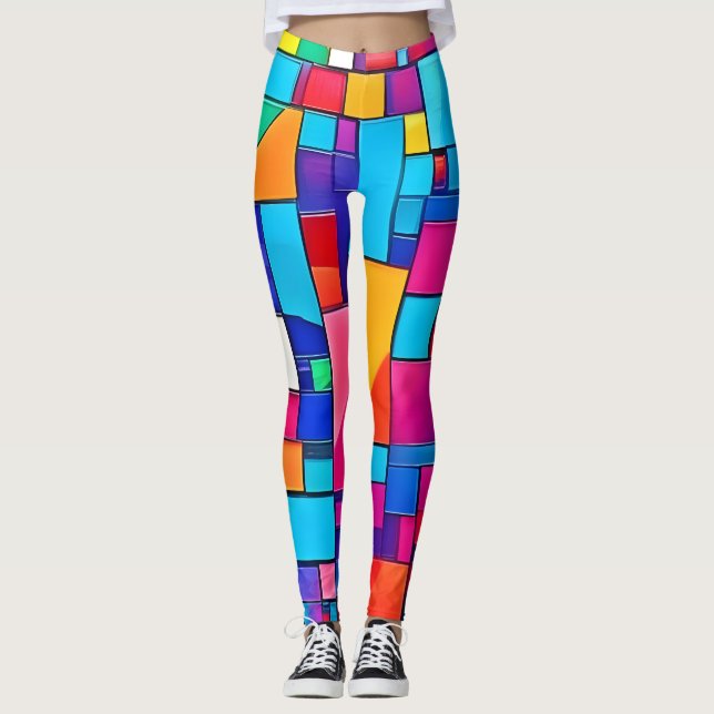 Leggings Art couleur géométrique (Devant)