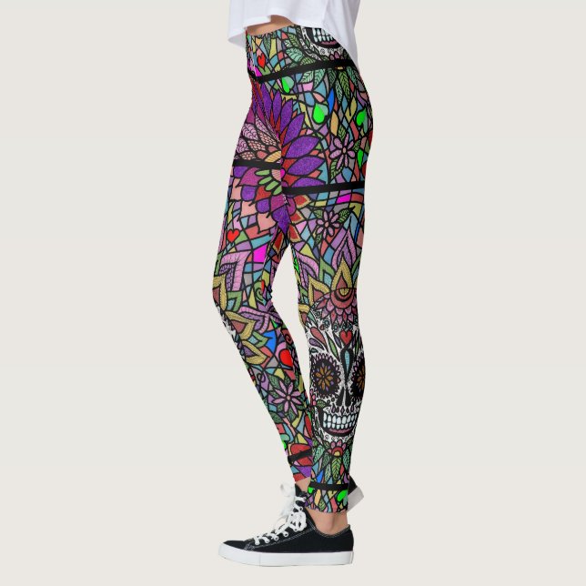 Leggings Art Crâne de Sucre (Gauche)