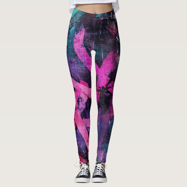 Leggings Art de graffiti urbain brut avec des traits de pei (Devant)