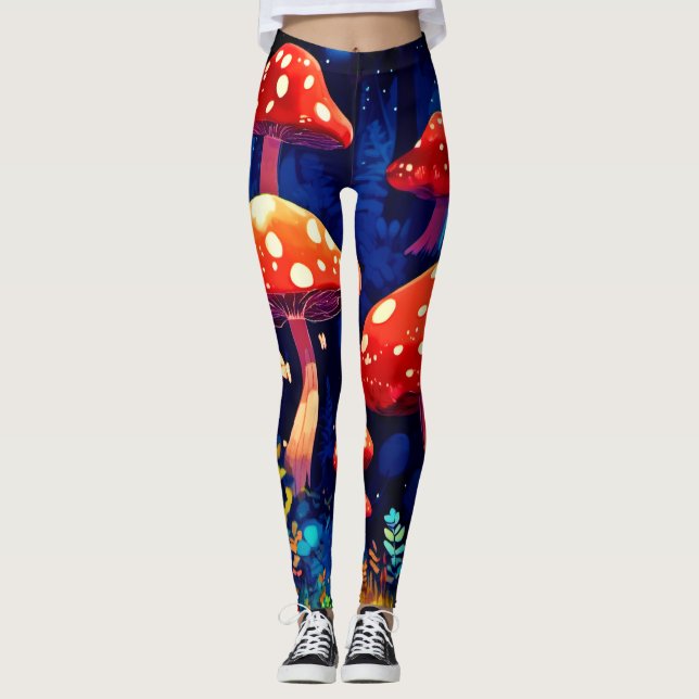 Leggings Art de la Forêt de Champignons magiques (Devant)