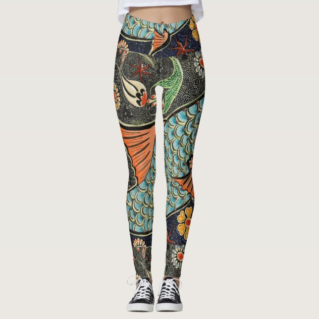 Leggings Art de la mosaïque de poissons (Devant)