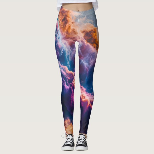 Leggings Art de la nébuleuse de l'espace abstrait - Cosmiqu (Devant)