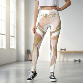 Leggings Art de la silhouette féminine dorée abstraite