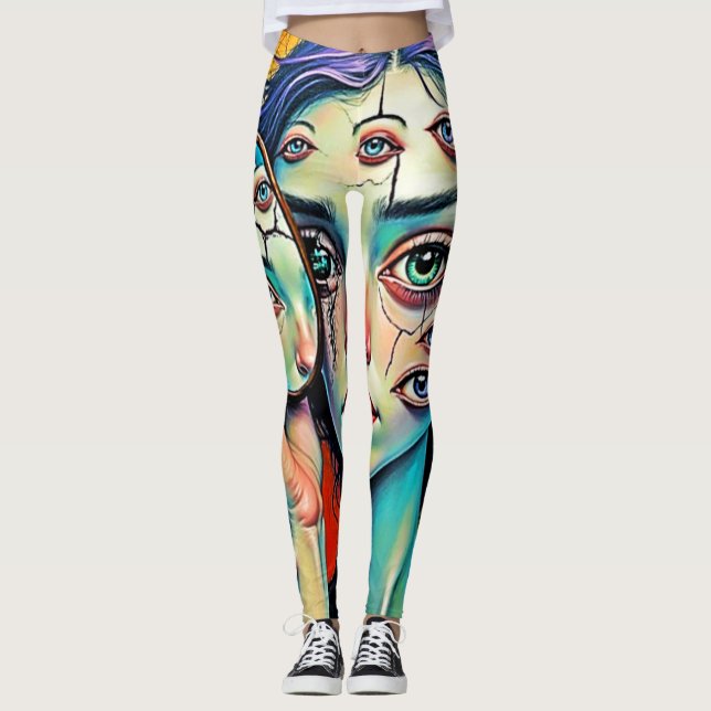 Leggings Art de l'auto-réflexion brisé (Devant)