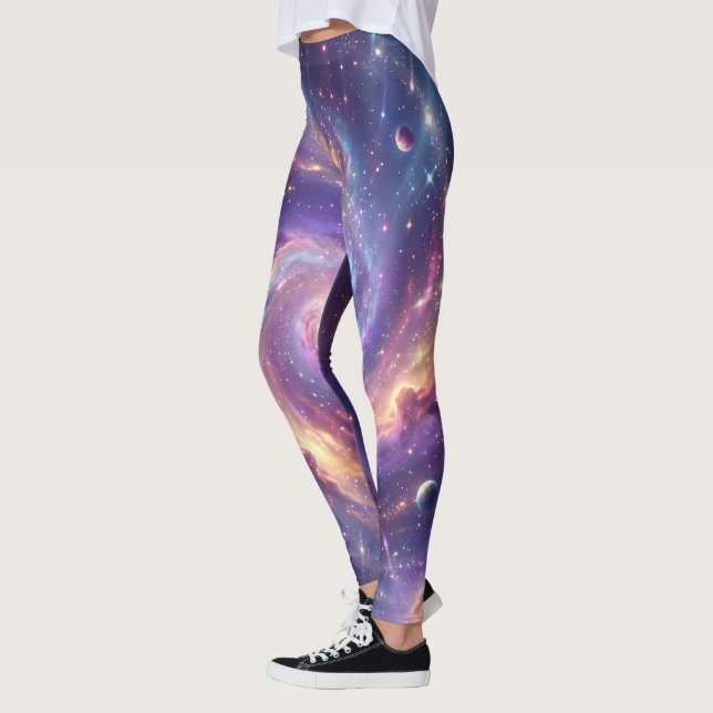 Leggings Art de nébuleuse spirale de galaxie cosmique (Gauche)