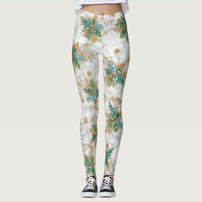 Leggings Art de Noël abstrait (Devant)