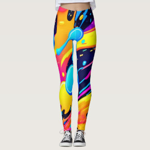 Leggings Art de peinture éclaboussée au néon