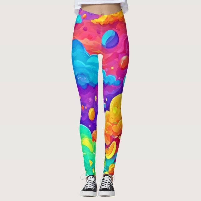 Leggings Art de rafale de couleur de dessin animé (Devant)