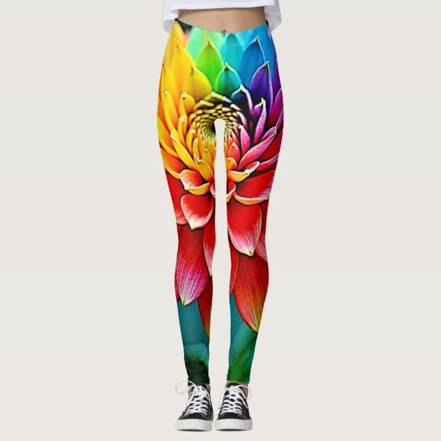 Leggings Art de rêve pétale arc-en-ciel dynamique (Devant)