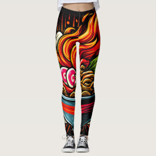Leggings Art de rue de nouilles japonaises Ramen épicé