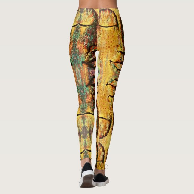 Leggings Art de visage multicolore abstrait (Dos)