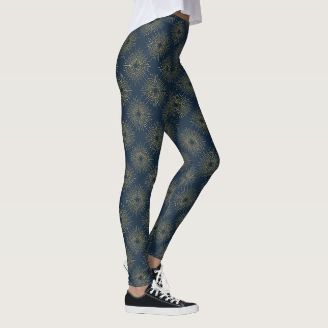 Leggings Art Déco Alabere | Médaillon Bleu de Minuit (Droite)