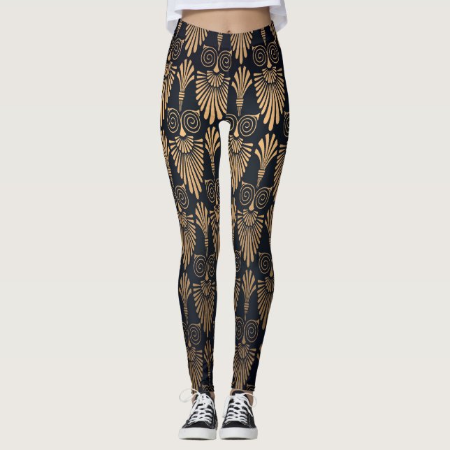 Leggings Art Déco Black Gold : Retro. (Devant)