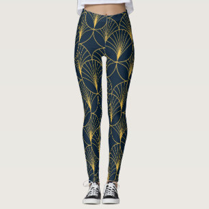 Leggings Art Déco Elégance : Motifs Ventilateurs