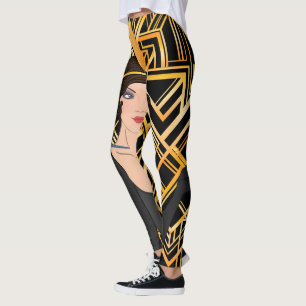 Leggings art déco, fille de nageoire, cru, grand Gatsby,
