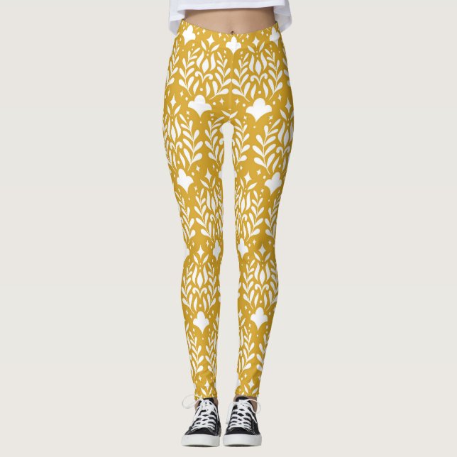 Leggings Art déco floral : Damas moderne (Devant)