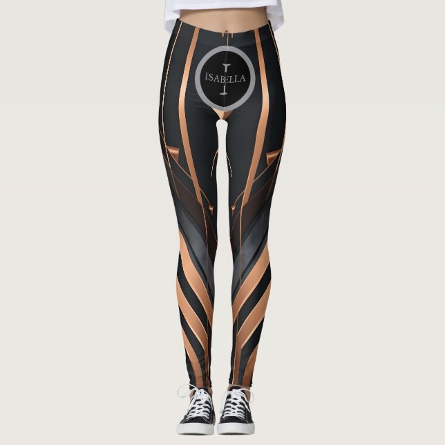 Leggings Art Deco Monogram Circle Name Design (Devant)