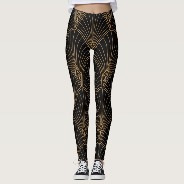 Leggings Art déco : motif géométrique classique. (Devant)