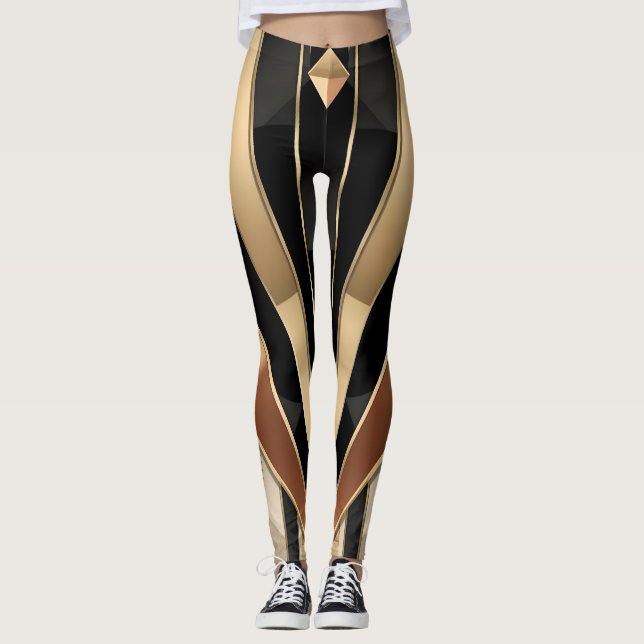 Leggings Art Deco Sunburst Geometric Luxury Design (Devant)