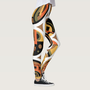 Leggings Art Déco Vintage Pochoir Jazz Cercles Géométriques
