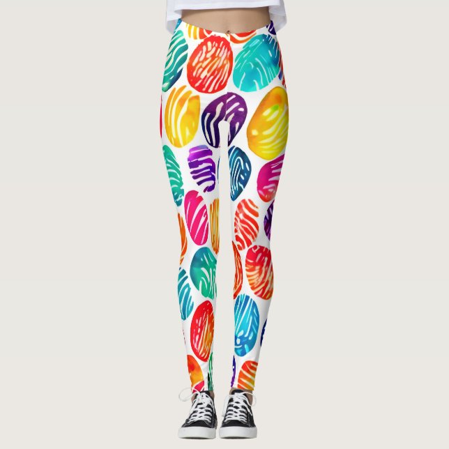Leggings Art d'empreintes digitales coloré (Devant)
