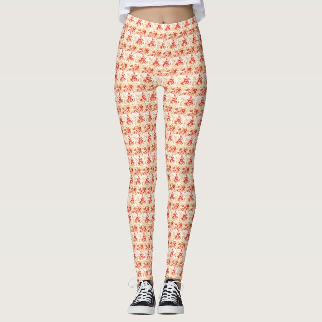 Leggings Art des fleurs blanches (Devant)