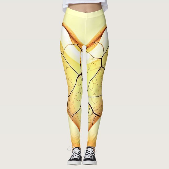 Leggings Art du cœur doré fissuré (Devant)