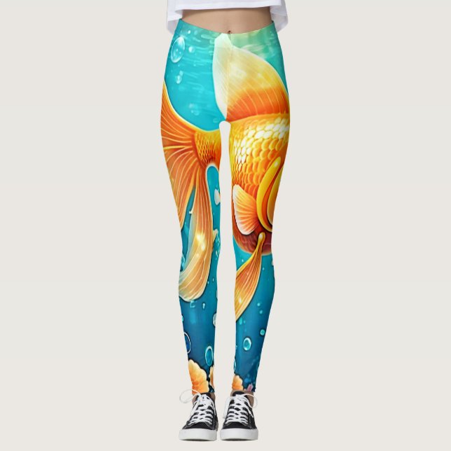 Leggings Art du poisson rouge sous-marin (Devant)