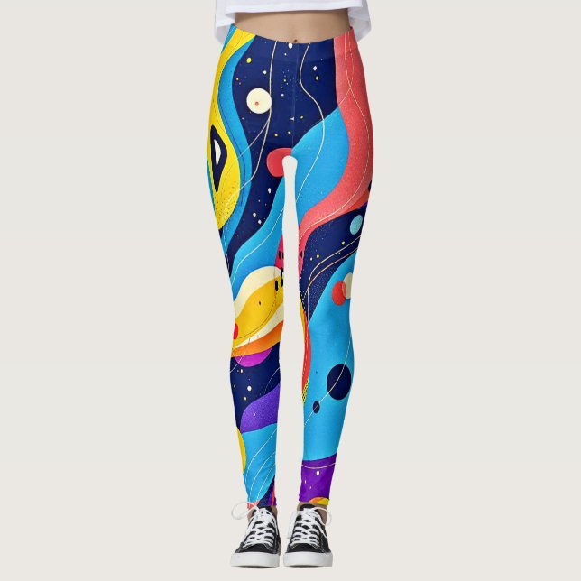Leggings Art du rythme cosmique (Devant)