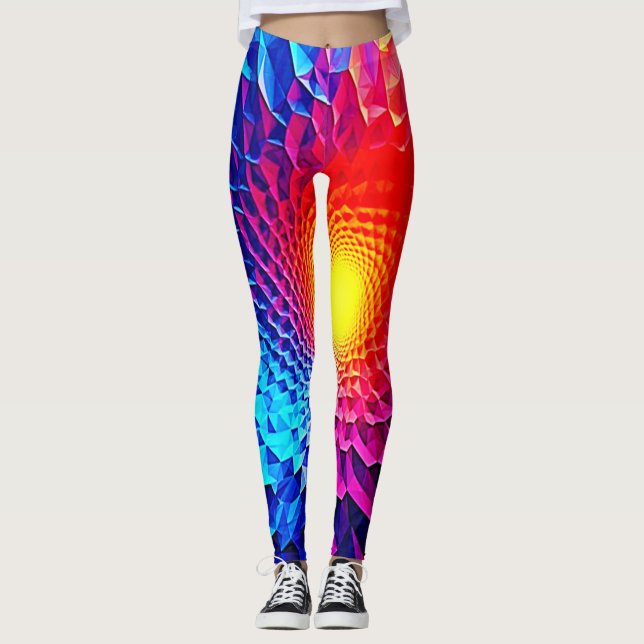Leggings Art énergétique vortex géométrique vibrant (Devant)