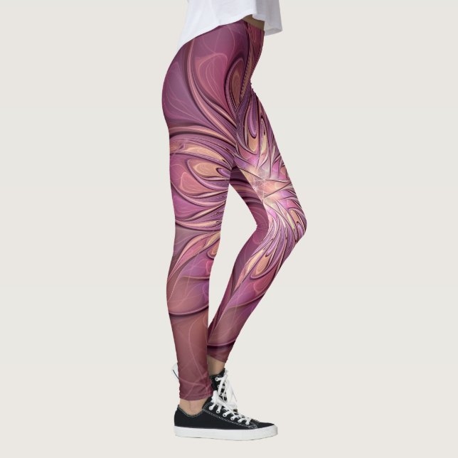 Leggings Art floral fractal moderne abstrait couleurs de ba (Droite)