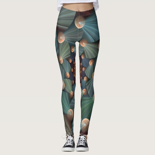 Leggings Art Fractal Abstrait Avec Profondeur Bleu Brown Ar (Devant)