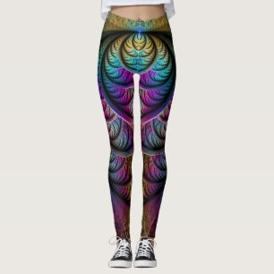 Leggings Art Fractal Abstrait coloré à motifs Trippy