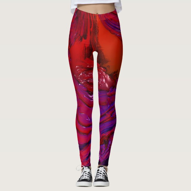 Leggings Art Fractal Coloré (Devant)