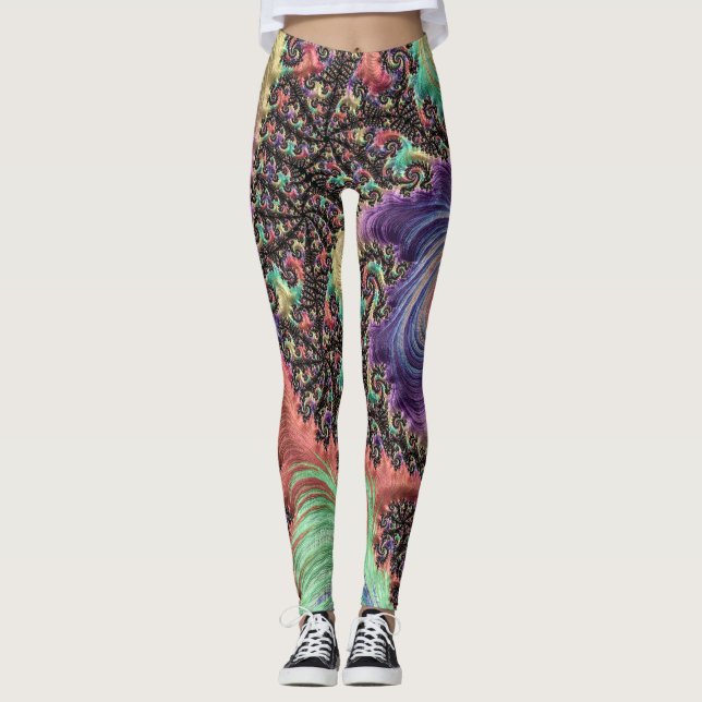 Leggings Art fractal couleur ton joyau bohème hippie (Devant)