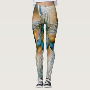 Leggings Art fractal de fantaisie abstraite avec du bleu