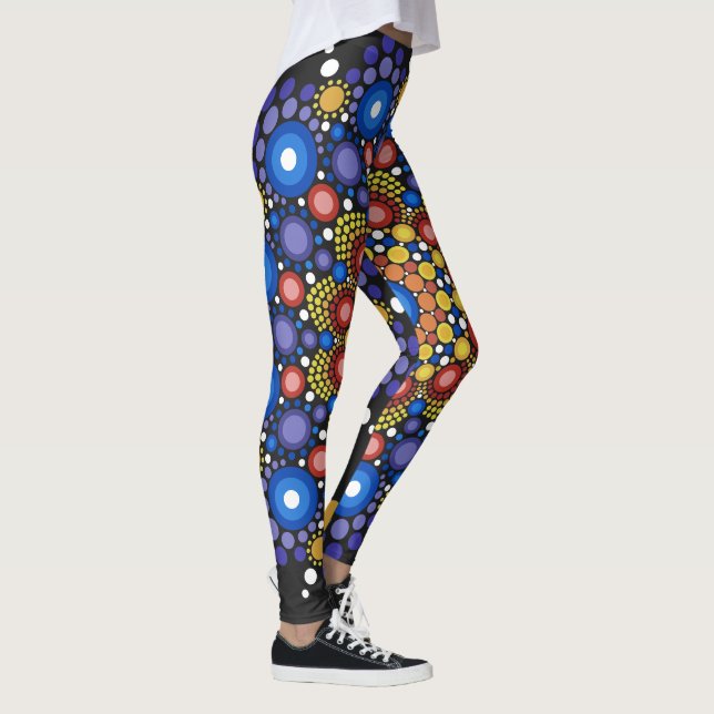 Leggings Art Fractal Floral Dotée Rétro Mandala (Droite)