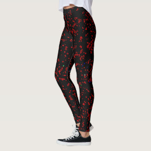 Leggings Art Fractal moderne Rouge Motif Noir élégant