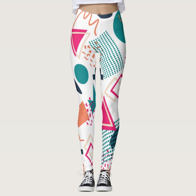 Leggings Art géométrique écotique Memphis (Devant)
