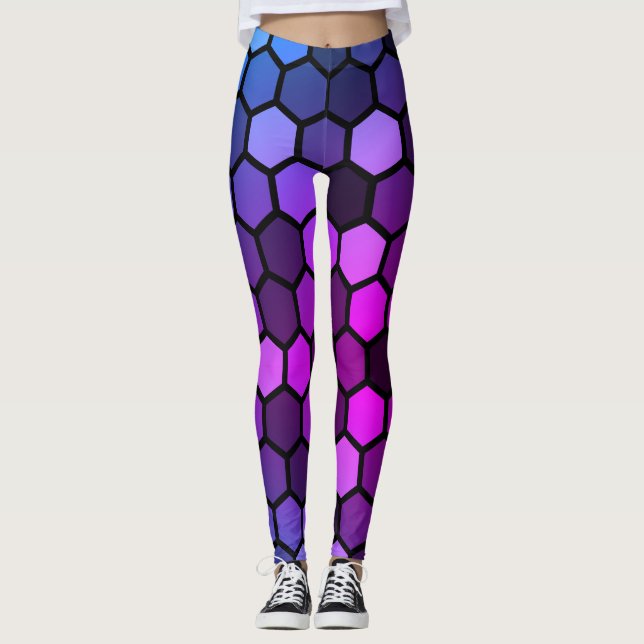 Leggings Art géométrique hexagonal simple et moderne (Devant)