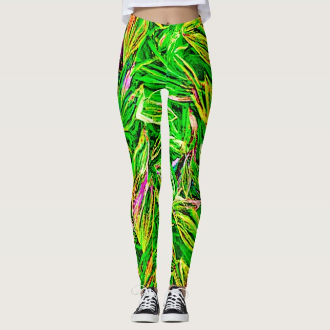 Leggings Art Jardin feuille texturé (Devant)