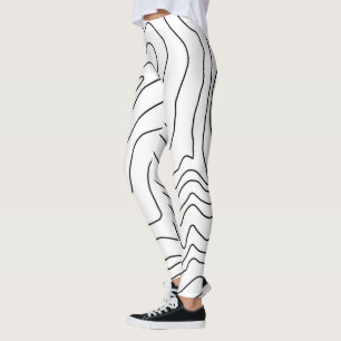 Leggings Art minimaliste en ligne noir et blanc Design mode