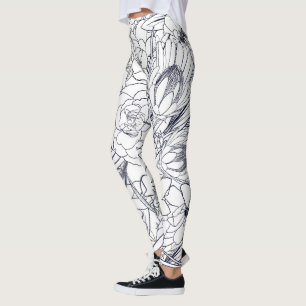 Leggings Art Moderne Ligne Main Tirée Floral Girly Design