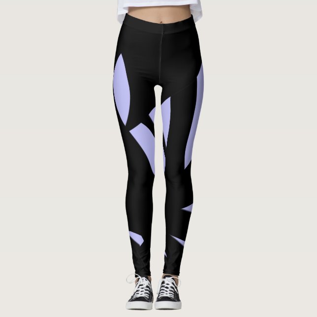 Leggings Art moderne magnifique Noir et Lavande (Devant)