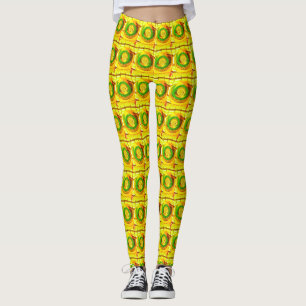 Leggings Art Motif traditionnel africain Golden Yellow Rose